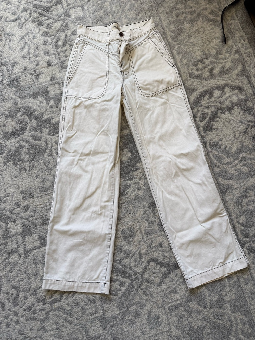 Madewell Stitched Cream Pants